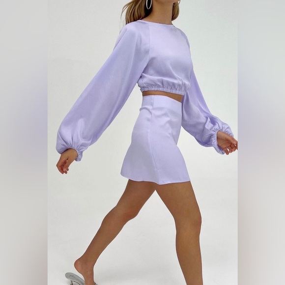 5/$20 MUST BUNDLE NWT WeWoreWhat Mini Slip Satin Charmeuse Skirt In Purple - Picture 8 of 15